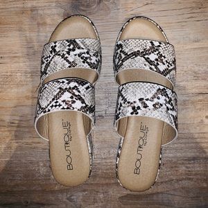 Corky Shamrock Slide On Platform Wedge Snakeskin